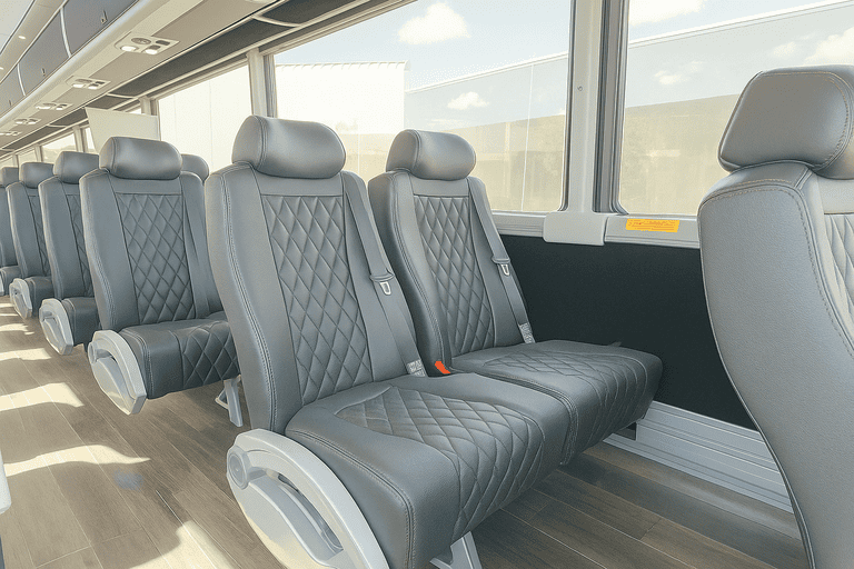 interior of Westminster Shuttle Bus Rentals charter bus